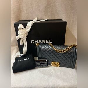 Chanel quilted calfskin medium flap boy bag